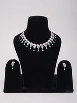 Pink and Aqua Stone Sterling Silver Necklace Set with Danglers