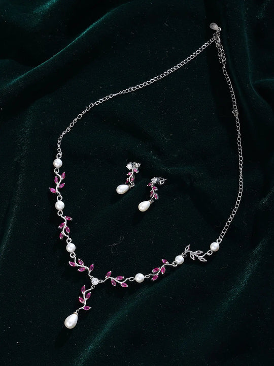 Vine and Pearl Sterling Silver Necklace Set