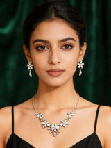 Floral Sterling Silver Adjustable Necklace and Earrings Set