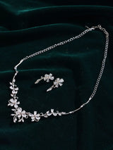 Floral Sterling Silver Adjustable Necklace and Earrings Set