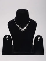 Floral Sterling Silver Adjustable Necklace and Earrings Set