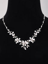 Floral Sterling Silver Adjustable Necklace and Earrings Set