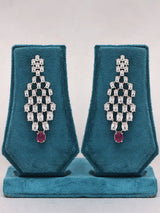 Red and White Zircon Bridal Choker and Earrings Set