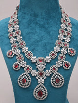 Pink Floral Teardrop American Diamond Bridal Necklace Set