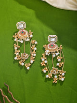 Kundan Pearl and Ghungroo Drop Kashmiri Brass Earrings