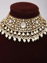 Teardrop Kundan Bridal Choker Set with Chaand Bali Earrings and Maang Tikka