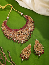 Goddess Lakshmi Temple Brass Necklace and Earrings Set