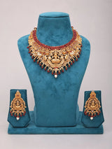 Goddess Lakshmi Temple Brass Necklace and Earrings Set