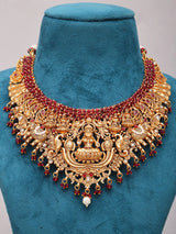 Goddess Lakshmi Temple Brass Necklace and Earrings Set