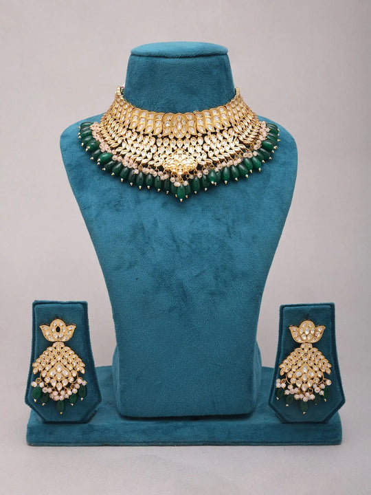 Polki and Pearl Drop Bridal Necklace and Earrings Set
