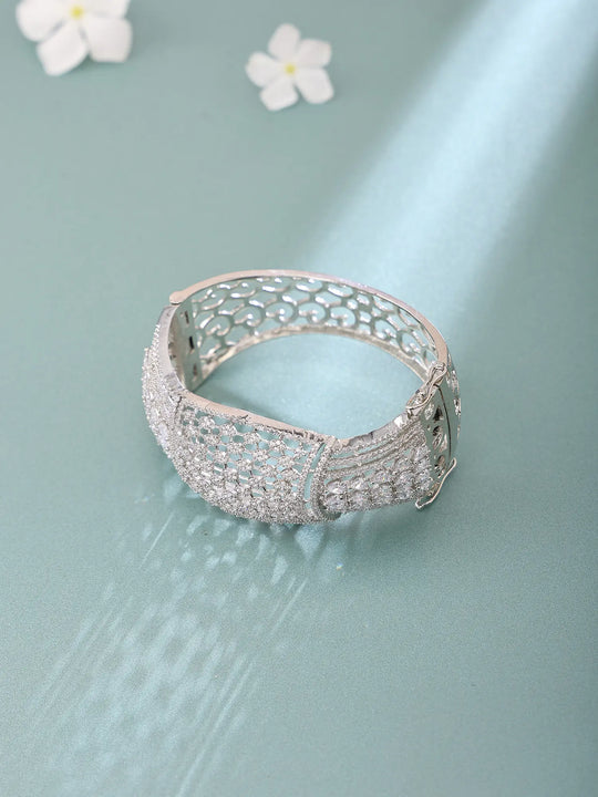 Zircon Studded Openable Brass Cuff Bangle