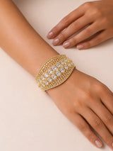 Emerald Green American Diamond Tooth Motif Brass Bangle
