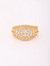 Emerald Green American Diamond Tooth Motif Brass Bangle