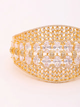 Emerald Green American Diamond Tooth Motif Brass Bangle