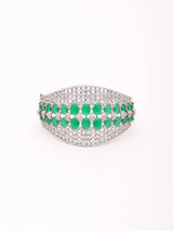 Emerald Green American Diamond Tooth Motif Brass Bangle