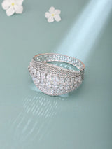 Emerald Green American Diamond Tooth Motif Brass Bangle