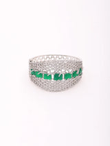 Stone Studded American Diamond Openable Cuff Bangle in Brass