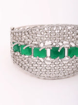 Stone Studded American Diamond Openable Cuff Bangle in Brass