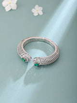 Peacock Feather Zircon Stone Brass Openable Kada Bracelet