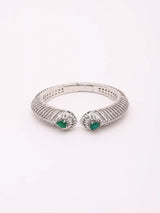 Peacock Feather Zircon Stone Brass Openable Kada Bracelet