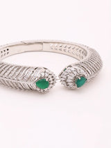 Peacock Feather Zircon Stone Brass Openable Kada Bracelet