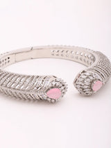 Peacock Feather Zircon Stone Brass Openable Kada Bracelet