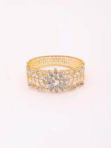 Floral Stone Studded Brass Openable Bangle