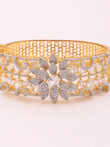 Floral Stone Studded Brass Openable Bangle