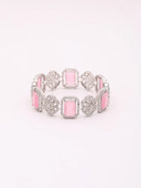 Pink and White Stone Studded Brass Bangles (Pair)