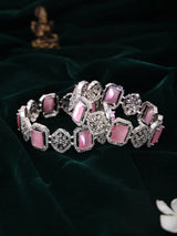 Pink and White Stone Studded Brass Bangles (Pair)