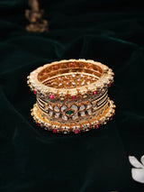 Polki Stone Studded Openable Bridal Brass Bangle Kada