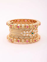 Polki Stone Studded Openable Bridal Brass Bangle Kada