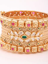 Polki Stone Studded Openable Bridal Brass Bangle Kada