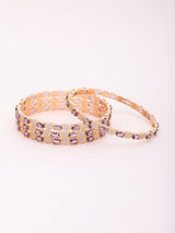 Purple and White Kundan Stone Studded Brass Bangles Set of 4