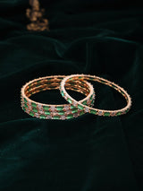 Mint Green Kundan Bangles with Crystal Stones, Set of 4