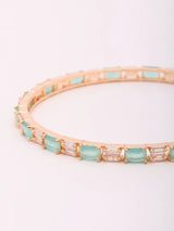 Mint Green Kundan Bangles with Crystal Stones, Set of 4