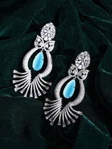 Jellyfish Motif Red and Sky Blue American Diamond Drop Earrings