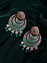 Green Zircon Chandelier Brass Maang Tikka