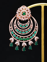 Green Zircon Chandelier Brass Maang Tikka
