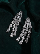Floral Zircon Three Strand Brass Earrings
