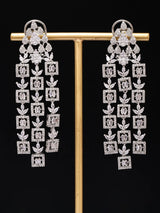 Floral Zircon Three Strand Brass Earrings