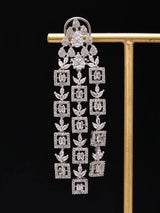 Floral Zircon Three Strand Brass Earrings