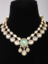 Emerald Green Kundan Bridal Necklace Set with Earrings