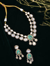 Emerald Green Kundan Bridal Necklace Set with Earrings