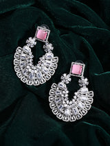 Floral Zircon Brass Chandelier Earrings