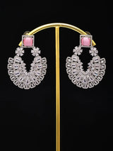 Floral Zircon Brass Chandelier Earrings