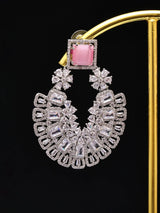 Floral Zircon Brass Chandelier Earrings