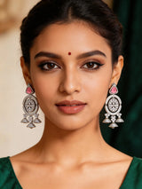 Round Cut American Diamond Brass Earrings