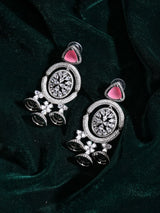 Round Cut American Diamond Brass Earrings