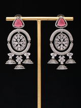 Round Cut American Diamond Brass Earrings